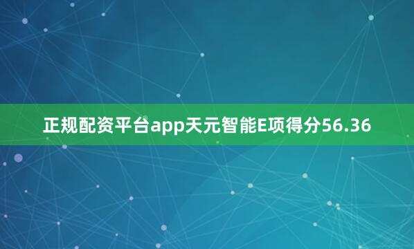 正规配资平台app天元智能E项得分56.36