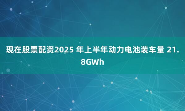 现在股票配资2025 年上半年动力电池装车量 21.8GWh