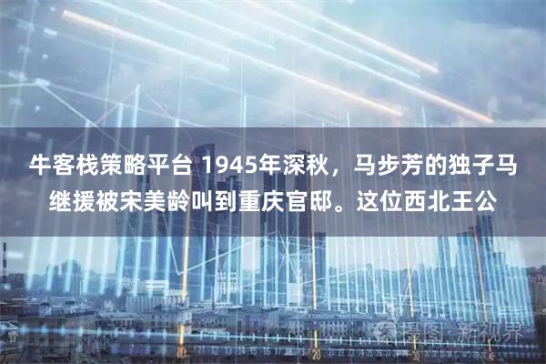 牛客栈策略平台 1945年深秋，马步芳的独子马继援被宋美龄叫到重庆官邸。这位西北王公